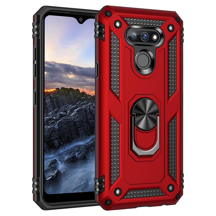 LG Harmony 4 / Premier Pro Plus / K41 Tech Armor Ring Grip Case with Metal Plate (Red)